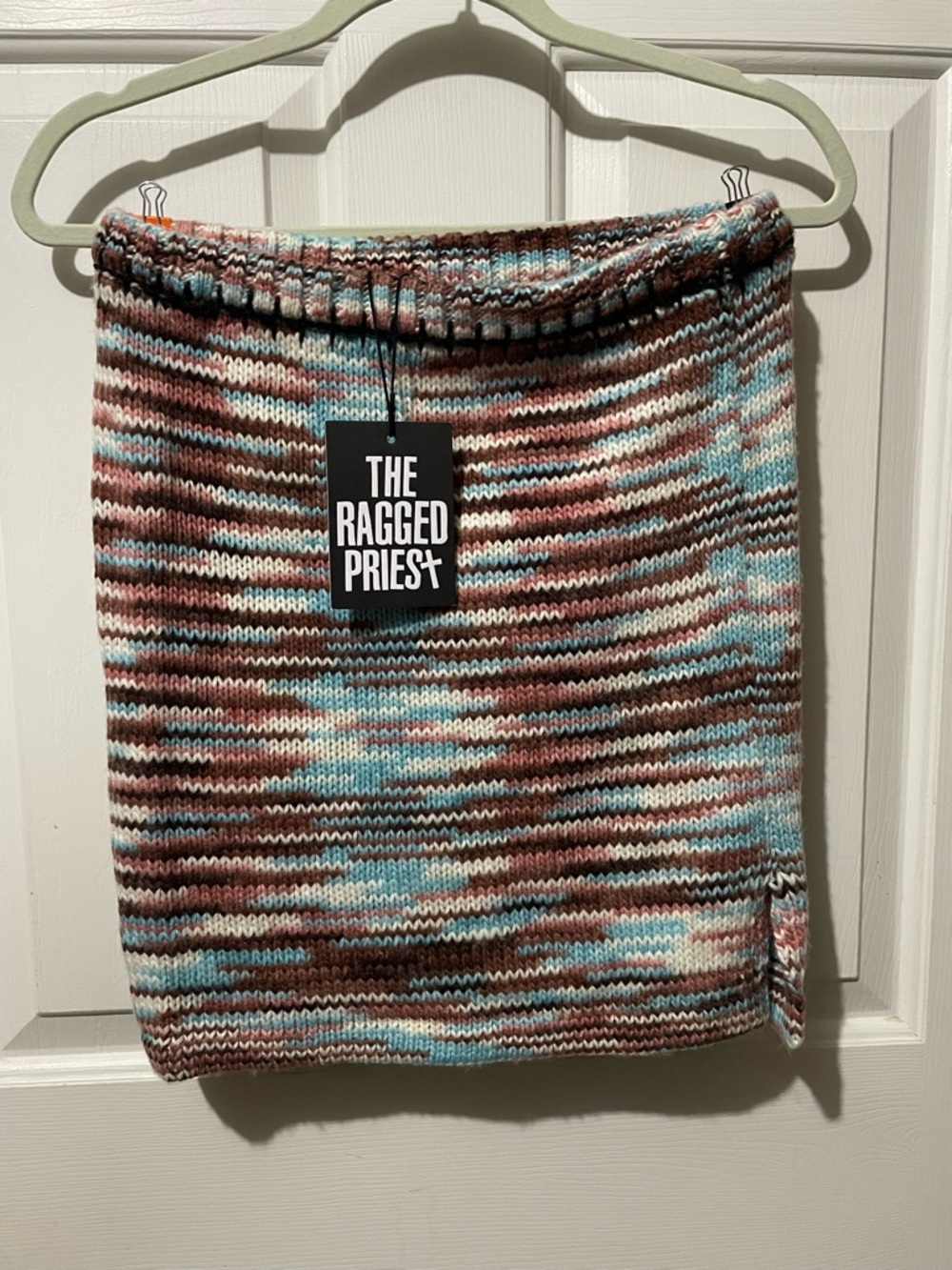 The Ragged Priest Striped Knit Mini Skirt in Brown, Blue & Pink - Picture 4 of 4